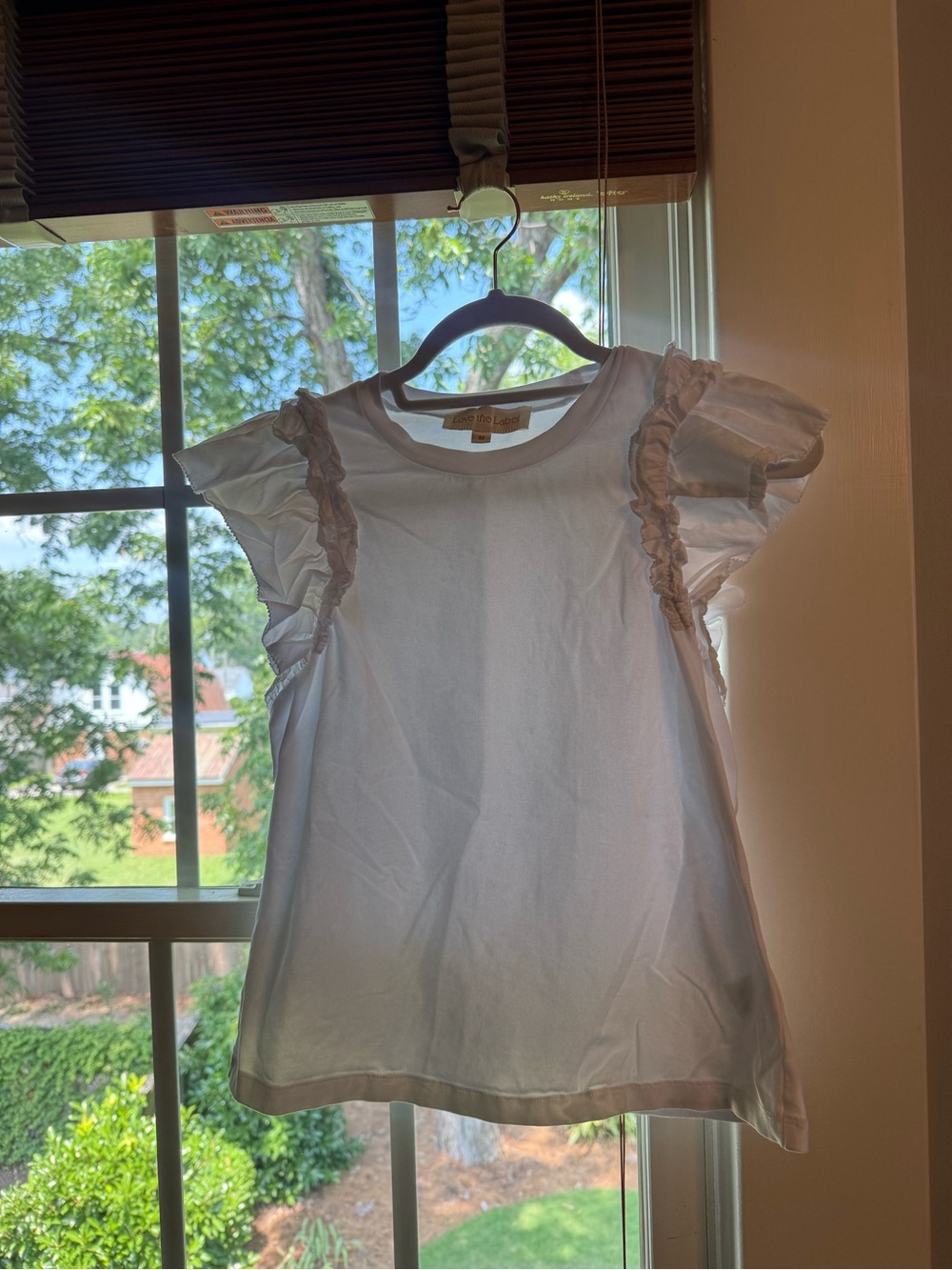 White Ruffle-Sleeve Women's Blouse